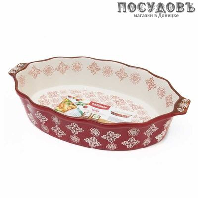 Attribute " Rosso " ABK005, овальная форма для выпечки, керамика, 240×210 мм, в упаковке 1 шт