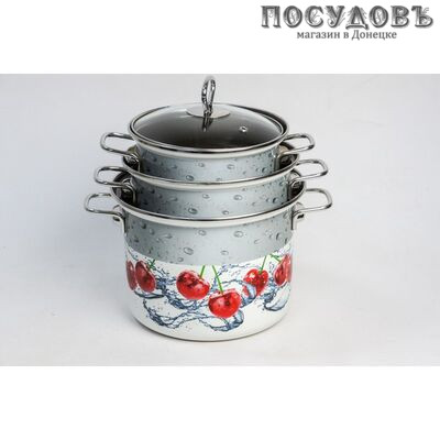 КМК Росинка 5-1 набор посуды, 3 кастрюли с крышками, сталь эмалированная, 6 пр.
