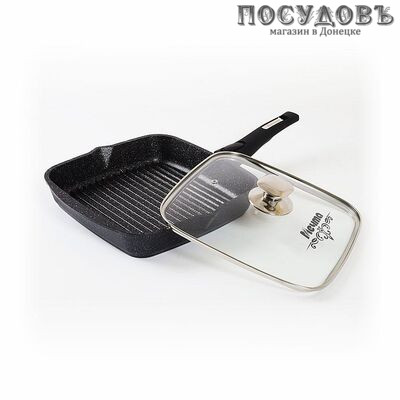 Мечта Гранит Star с066803 сковорода-гриль с крышкой Ø260 мм, покрытие Greblon, съемная ручка