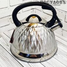 Webber BE-0596 чайник со свистком, 2,7 л, сталь нержавеющая, цвет: сатин
