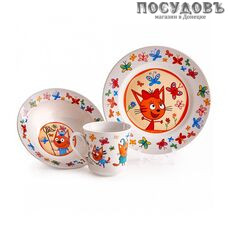 Priority Три кота. Бабочки. КРС-821 набор детский, фарфор, Россия, подарочная упаковка 3 пр.