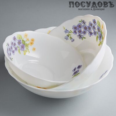 Teropal Незабудки 0003B/39-SK салатники в наборе, стеклокерамика, Испания, в упаковке 3 шт.
