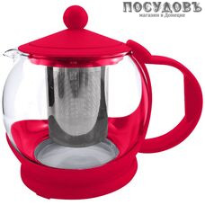 Alpenkok AK-5505/17  чайник заварочный с фильтром малиновый, стекло, 800 мл