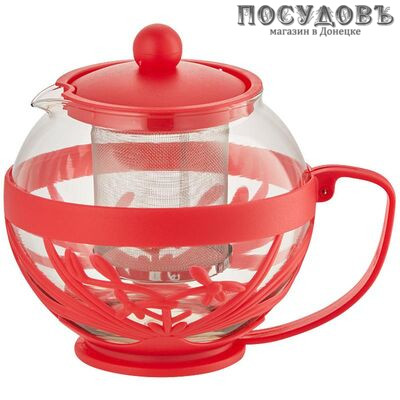 Webber ВЕ-5572/1 красный, чайник заварочный с фильтром, 750 мл, стекло закаленное, Россия, в упаковке 1 шт