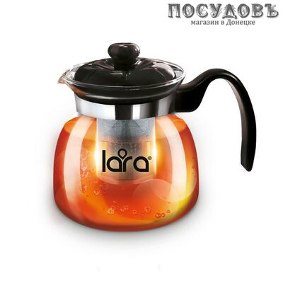 LARA LR06-08, чайник заварочный с фильтром, стекло жаропрочное, 750 мл, в подарочной упаковке 1 шт