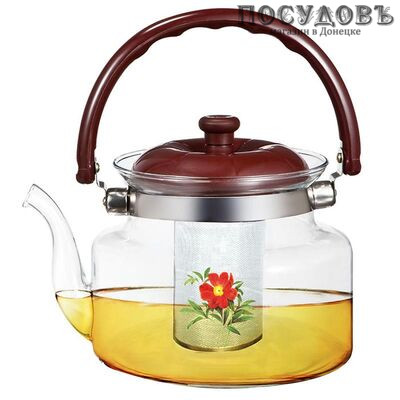 Webber BE-5580/3 Шиповник, чайник заварочный с фильтром 600 мл, стекло закаленное, Россия, в упаковке 1 шт