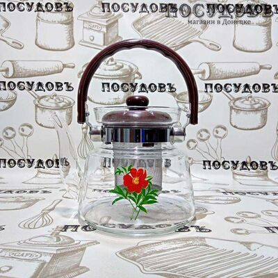 Коралл QX116/0,8 Шиповник, чайник заварочный с фильтром, 800 мл, стекло закаленное, в упаковке 1 шт