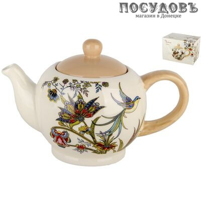 Коралл ZF1171-21 чайник заварочный бежевый с рисунком Bright Ornamental, доломит, 1000 мл