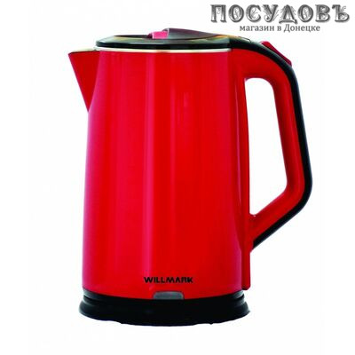 WillMark WEK-2012PS электрочайник, 2000 Вт, 2000 мл, двойной нержавейка/пластик, красный с черным