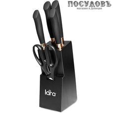 LARA LR05-55 ножи в наборе (4 ножа; ножницы кухонные; подставка), сталь нержавеющая, 6 пр.