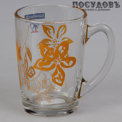 Luminarc "Lily Flower" G7149/J8565 кружка, цвет прозрачная с рисунком, 320 мл, стекло упрочненное, Франция 1 шт
