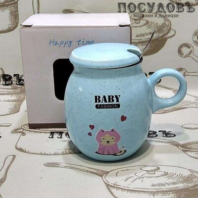 Кружка "Baby fashion" 2585 с крышк.с ложкой 380 мл в под. уп.