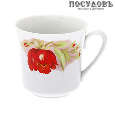 Дулёвский фарфор "Альпийские цветы красные" 70342 кружка, 250 мл, фарфор, Россия 1 шт
