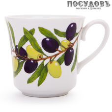 Дулёвский фарфор "Оливки" 68912 кружка, цвет белая с рисунком, 250 мл, фарфор, Россия 1 шт
