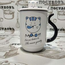 Кружка Коралл "Miao!" 3270 380 мл с крышкой в под. уп.