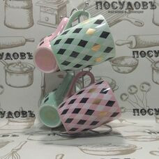 Набор кружек Коралл "Ритм" 320 мл, керамика, 4 кружки и подставка в упаковке 5 предметов