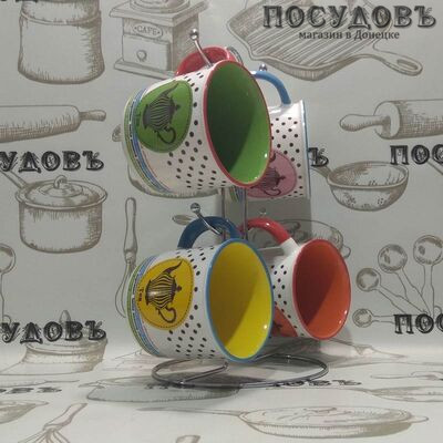 Набор кружек Коралл "Чайная фантазия" RX-N17345 220 мл в под. упаковке 4 шт на подвеске