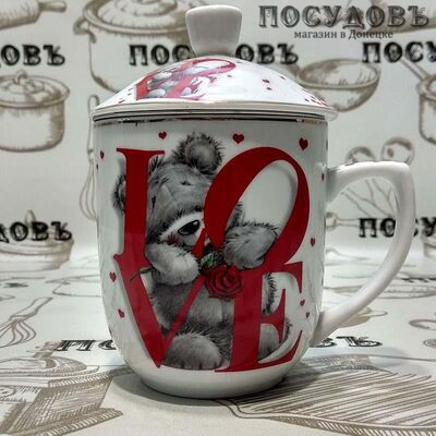 Кружка Коралл "Любовь" FY150606 300 мл заварочная с крышкой в п/упаковке 1 шт