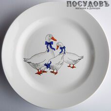 Фаянсовая десертная тарелка Кубаньфарфор "Гуси" гр.8 056 20 см 1 шт