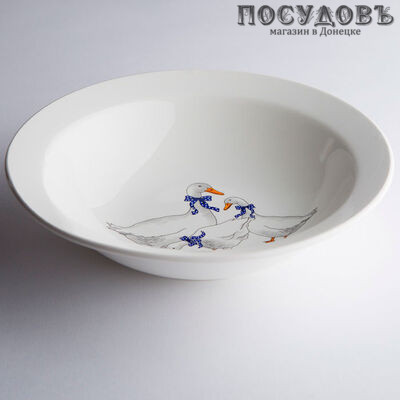 Фаянсовая малая миска Кубаньфарфор "Гуси" гр.8 0159 175 см 1 шт